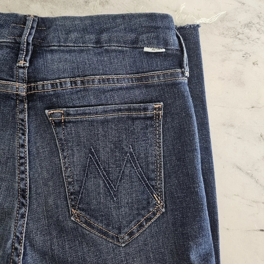 MOTHER‎ Looker Ankle Fray Mid Rise Skinny Leg Girl Crush Blue Jeans 25 Preowned